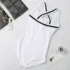 Kobiety czarny biały jednoczęściowy strój kąpielowy Bikini Set Push UpSwimsuit strój kąpielowy strój kąpielowy