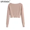 Moda de mujer con adornos acanalados Recortado Punto Cardigan Suéter Manga larga Mujer Outerwear Chic Tops 210420