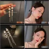 Jewelrykorean Style Pearl Dangle Earrings For Women Long Tassel Rhinestone Weddings Party Jewelry Aessories Chandelier Drop Deli5214690