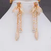 Necklace Earrings Set & GODKI Luxury Flower Tassel Drop 4PC Nigerian For Women Wedding Zircon Crystal CZ African Bridal