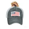 Adult Party Hats Cotton washed Ponytail Hat National Flag Embroidered Baseball Cap Outdoor sun Sports USA cap Festive 9 style T2I52364