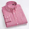 100% bawełna wysokiej jakości marka męska odzież męska Oxford Paski socjalne koszule w stylu wypoczynkowym Męskie koszule biznesowe 210629