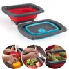 Fruit Vegetable Collapsible Colander Eco-friendly Foldable Kitchen Strainer Folding Drain Baskets With Retractable Handles 210626