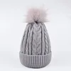 Thicken Warm Fur Ladies Pom Hats Beanie Winter For Women Knitted Hat Female Pompom With Pompon