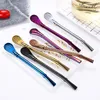 Food Grade 304 Stainless Steel Drink Bombilla Straw Spoon Colorful Filter Spoon