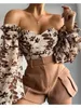 Elegant Long Sleeve Summer Spring Chiffon Blouse Shirt Women Off The Shoulder Beach Boho Tops Blusas De Mujer 210415