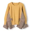 Dames Sweaters [EWQ] 2021 Vrouwen Herfst Winter Khaki Gebreide Patchwork Geruit Oversized Elegante Mode Tops Vrouwelijke Tij 16E4074