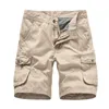 Summer Men's Multi Pocket Military Cargo Shorts Male Cotton Green Mens Casual Tactical Short Pants No Belt 210629