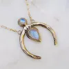 Kolye Kolye Yaratıcı Vintage Moonstone Zincir NackLaCes Kadınlar Için Charm Altın Renk Crescent Sarkık Kolye Kadın Takı Hediye