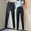 Moda Göğüslü Bel Korse Dikişsiz Tayt Kadın Artı Boyutu Ince Streç Legging Sweatpants Siyah Baskı Ayak Bileği Uzunlukta Pantolon 211215