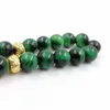 Natural Green Tiger Eye Stone Tasbih Glod Metal Tassels 2020 Styl Muzułmanin Moda Akcesoria Saudyjska Bransoletka Turkish Biżuteria