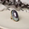 Anillos de racimo HUANZHI personalidad geométrica ovalada colorida perlas Shell Metal aleación dedo para mujeres fiesta viaje joyería regalos