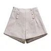 Winter Loose Wide Leg Shorts Korean Woolen Women Feminino Autumn A Line Zipper Pocket Buttons Short Femme 7435 50 210521