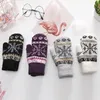 Fem fingrar handskar jul delikat mönster kvinnor stickade fullfinger vettar utomhus vindtät mode söt imitation kashmir