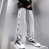 Moda Streetwear Rahat Sweatpants Erkekler Yan Düğmeler Clousre Tasarımcı Hip Hop Joggers Geniş Bacak Baggy Pantolon Basketbol Pantolon