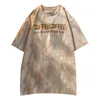 Women's T-Shirt Women Short Sleeve T Shirts Oversized Tie Dye Letter Embroidery Hip Hop Loose Korean Style All Match Students Simple Chic