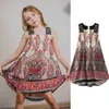 3-10Y Enfants Robes De Plage Pour Filles Robe D'été Style Bohème Impression Robe Bébé Filles Princesse Robe Enfants Vêtements D'été Q0716