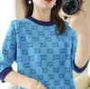 Maglione a maniche corte da donna Top Donna O-collo lavorato a maglia Fashion Ins Style Trendy Letter Print Top Lady T-shirt in maglia