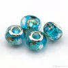 100Pcs Sky Blue Foil Alphabet "e" lampwork Glass Big Hole Spacers Beads Fit Beaded Bracelet