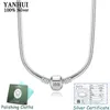 2020 Feine 3mm 45CM 925 Silber Schlangenkette Halskette mit Zertifikat Fit Original Perlen Charms Anhänger DIY Schmuck Geschenk
