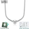 2020 Fine 3mm 45cm 925 Silver Snake Chain Halsband med certifikat Fit Original Pärlor Charms Pendants DIY Smycken Gift