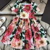 Baby Meisjes Gedrukt Strand Jurk 2021 Zomer Nieuwe Baby Meisje Vrouwen Vintage Floral Princess Jurk Q0716