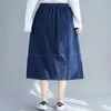 Jupes femmes rétro longue Denim 2022 été automne grande taille ample Vintage élastique Wasit femme jeans décontractés jupe Aq544