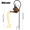 Lawn Lamps Creative LED Kettle Solar Light Hollow Wrought Iron Flower Watering Can Fairy String Lamp Waterproof Garden Decoration