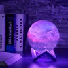 20 cm LED Night Light Ambient laddningsbar 16 Färgförändring Touch Children039S Light Night 3D Print Moon Lamp för Hem Y0910749766603751