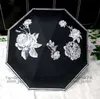 Белые цветы зонтики битник автоматический дизайнер роскошные зонтики высококачественные открытый путешествия многофункциональный ветрозащитный солнцезащитные зонтики