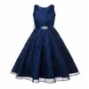 Style Fleur Filles Enfants Dentelle Robes avec Strass Sash Enfants Fête De Mariage Demoiselle D'honneur Vêtements 210329