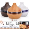 Mini Aromatherapy 300ml Aroma Essential Oil Diffuser Ultrasonic bamboo Air Humidifier Purifier Wood Grain Cool Mist Diffusers with Changing LED Lights for Office