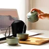 Théière en céramique de Style japonais avec couvercle bol tasse à thé fait à la main Portable voyage bureau service à thé 210813