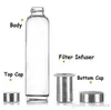 14 Tazas de colores 14 oz 18 oz Botella de agua de vidrio para bebidas Botellas de vaso de copa deportiva resistente a altas temperaturas sin BPA con infusor de filtro de té Soporte de funda de neopreno