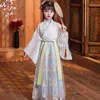 Children Hanfu Tang Costume Ancient Costume Chinese Style Spring and Autumn Girl Dresses 2-13 Years Old Children's Clothing X0803