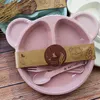 Children Lattices Dividing Plate Dinnerware Plates Sets Bear Cartoon Breakfast Fork Originality Baby Accessories Spoon Household 38993076