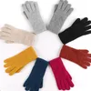 Luvas esportivas fêmeas coreanas malhas de malha completa Men sólida Tela de toque de lã Mittens Mulheres Mulheres All-Match Warm Cycling Driving Glove