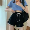 Kadınlar Eğlence Spor Şort Yaz Moda Kore Yüksek Belfrenulum Gevşek Geniş Bacak Pantolon Koşu Kısa Pantolon Artı Boyutu S-5XL 210719