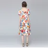 Boutique летние платья с коротким рукавом возлюбленный воротник высококлассные женские напечатанные платья мода элегантная леди цветочные платья