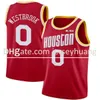 Dikişli Büyük Yards S-6XL 13 Sertleştirilmiş Basketbol Formaları Kırmızı Beyaz 0 Westbrook Jersey Hayranları Gömlek Yelek NCAA Mens Edition City