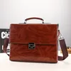 Briefcases Fashion Male Business Shoulder Briefcase Bring Password Lock Computer Leather 15" Laptop Messenger Office Bags Handbag For M
