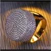 Cluster Rings Hip Hop Big Head Hoogwaardige Luxe Zirkoon Vergulde Voor Man Iced Out Copper Ring Qasgf FBRCG