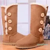 Designer-kastanj halv Ankel Boots kvinnor tjejer Snow Boot dam mini bailey rosett ii brosch klass kort med klassiska vinterskor