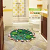 Ücretsiz Karikatür Goldfish Lotus Yatak Odası Oturma Odası Duvar Çıkartmaları Çıkarılabilir Su Geçirmez Tuvalet 3D Çıkartmalar Ev Dekorasyonu 210420