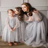 Sommarflicka Party Dress Light Gray Princess Bröllop Blomma Piano Prestanda Kläder E2545 210610