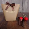 StoBag 10pcs Merry Christmas Kraft Paper Box Thank You Candy Chocolate Packaging Supplies With Ribbon Celebrate Baking Biscuite 210602