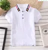 ¡5 unids/lote! Camiseta Polos con cuello vuelto de verano para niños, ropa a rayas para niños, camisetas de manga corta para niños de 6 colores, camisetas de algodón para niños, talla 90-165cm