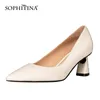 Sophitinaの女性のポンプ固体色の奇妙なスタイルのヒールレザー高品質の靴