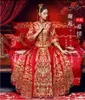 Women Red Oriental Qipao Bride Wedding Dress Gown Chinese Style Embroidery Cheongsam Toast Clothing Suit Marriage Gift Ethnic182H