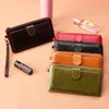 Mujeres RFID Genuine Leather Slots Multi-tarjeta Bolsa de teléfono Money Clip Wallet